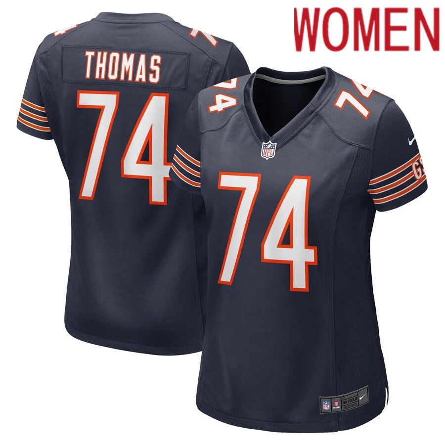 Women Chicago Bears #74 Zachary Thomas Nike Navy Game Player NFL Jersey->women nfl jersey->Women Jersey